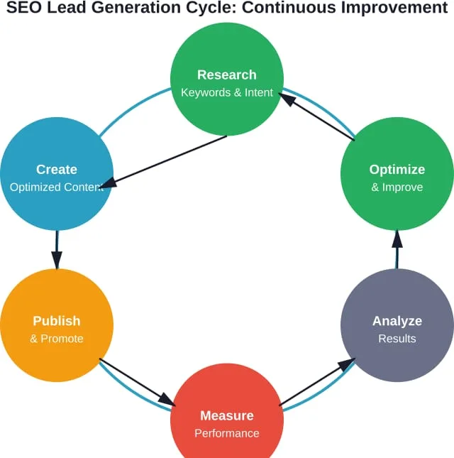Nachhaltige SEO-Lead-Generierung ist ein kontinuierlicher Kreislauf, bei dem die Erkenntnisse aus Messung und Analyse in die laufende Optimierung und Content-Strategie einfließen.